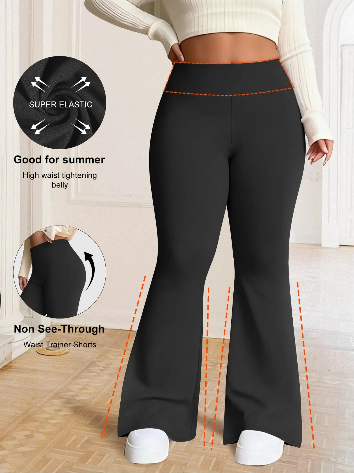 Women's high waist solid color Minimalist flared legs sports yoga pants compression Fitted leggings running training casual bottom trousers