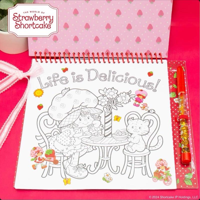 Strawberry Shortcake Doodle Sketchbook with Stickers Inside Featuring Adorable Characters Pink Cover Artistic Drawing Book
