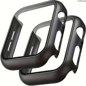 2-Pack Protective Case for iWatch with Tempered Glass Screen Protector, Full Coverage PC Protective Cover Compatible with 38–46mm Series 1–11/SE/Ultra, Durable Anti-Scratch Smartwatch Protection for Everyday Use, Smartwatch