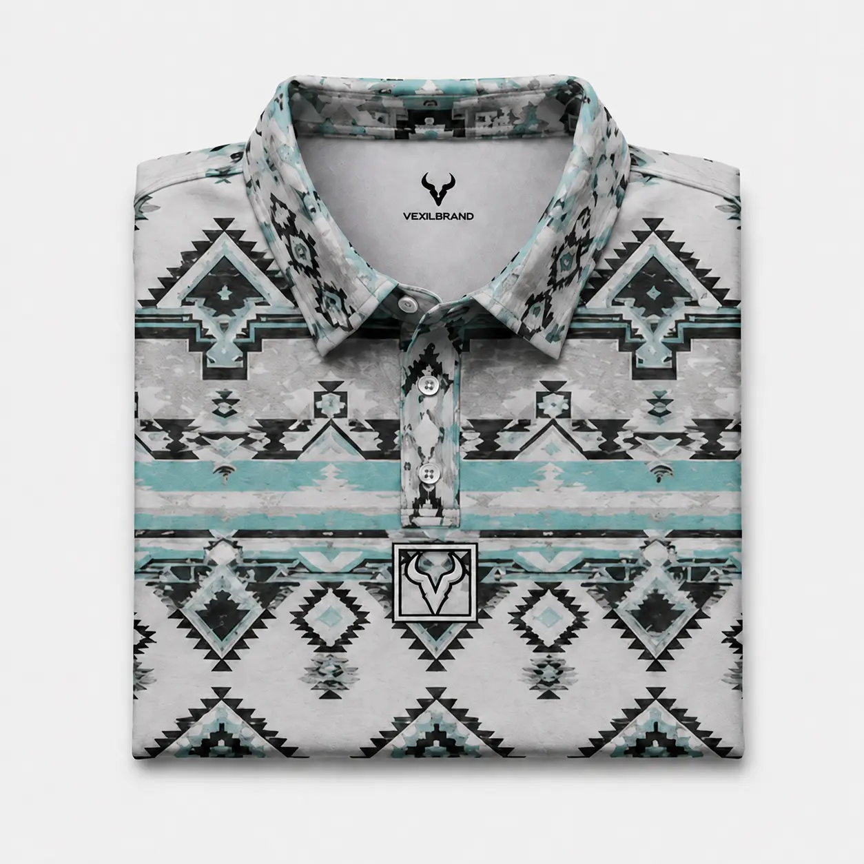 Vexil Brand - Polo - The Glacier White/Turquoise Aztec Polo