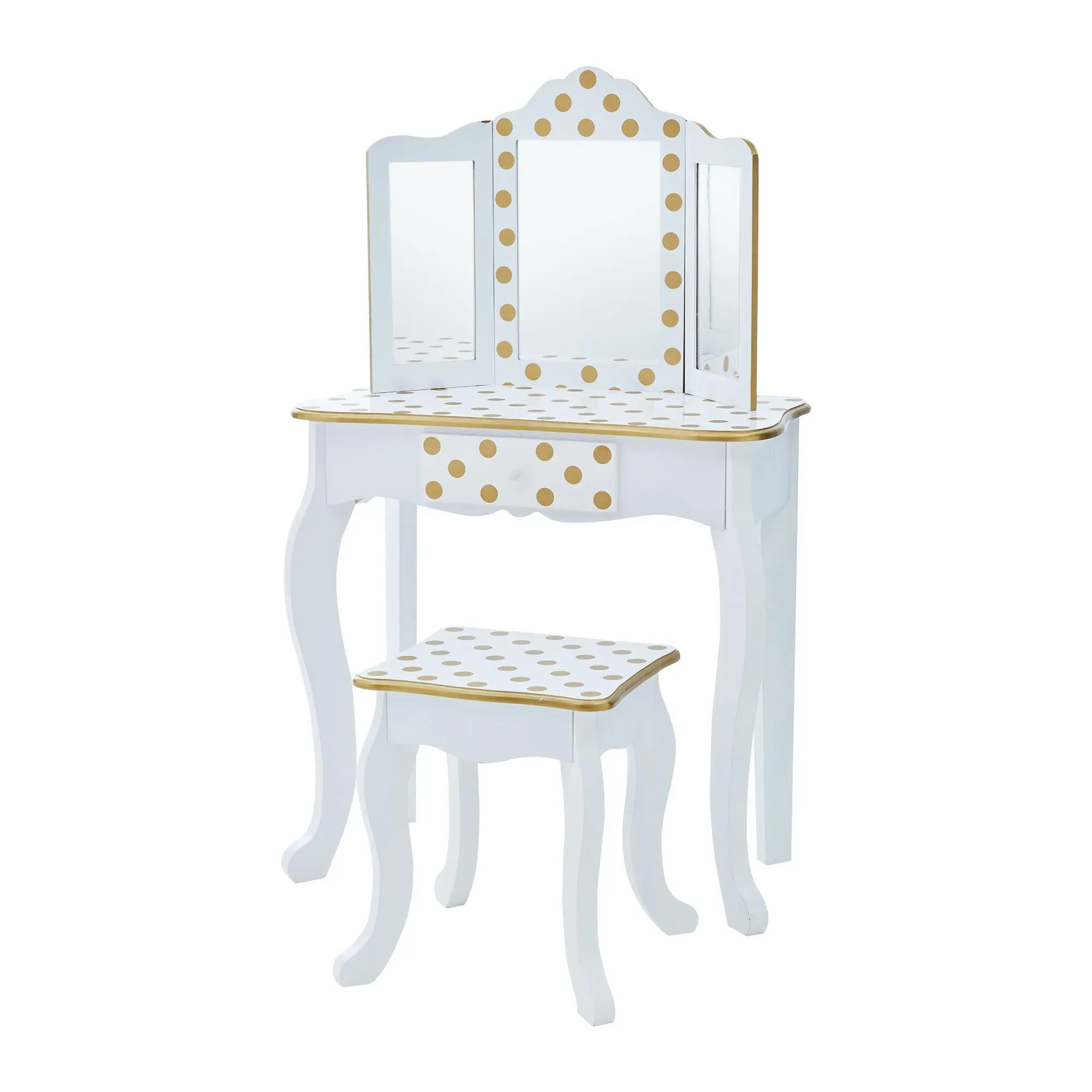 Fashion Polka Dot Prints Gisele Play Vanity Set White / Gold