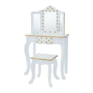 Fashion Polka Dot Prints Gisele Play Vanity Set White / Gold