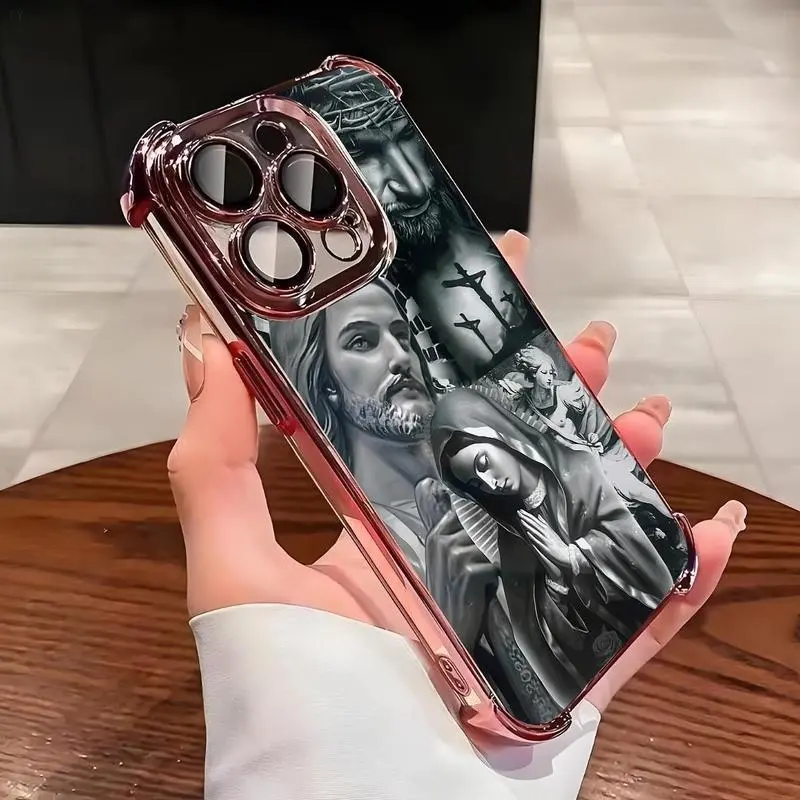 Multi-color Christ Jesus Pattern Mobile Protective Phone Case for IPhone 17 16 15 14 13 12 11 Pro Max Plus Luxury Protection Shockproof Cellphone Cover.QXA347