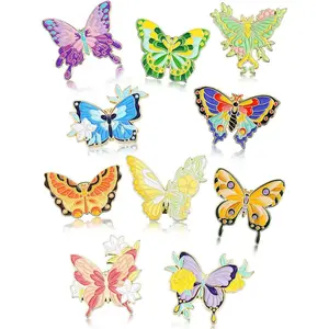 Lapel Pins Jewelry Brooches 10 Pieces Butterfly Enamel Set Cute Backpacks Pins Cool Horror Steampunk Costume Jewelry for Women