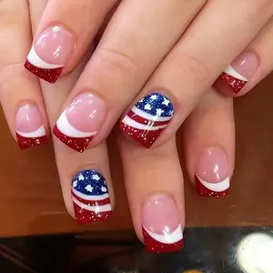 CurvLife Americana Chic Press-On Nails Collection – 30Pcs | Red, White & Blue Inspired Designs with Stars, Hearts and Summer Statement Styles