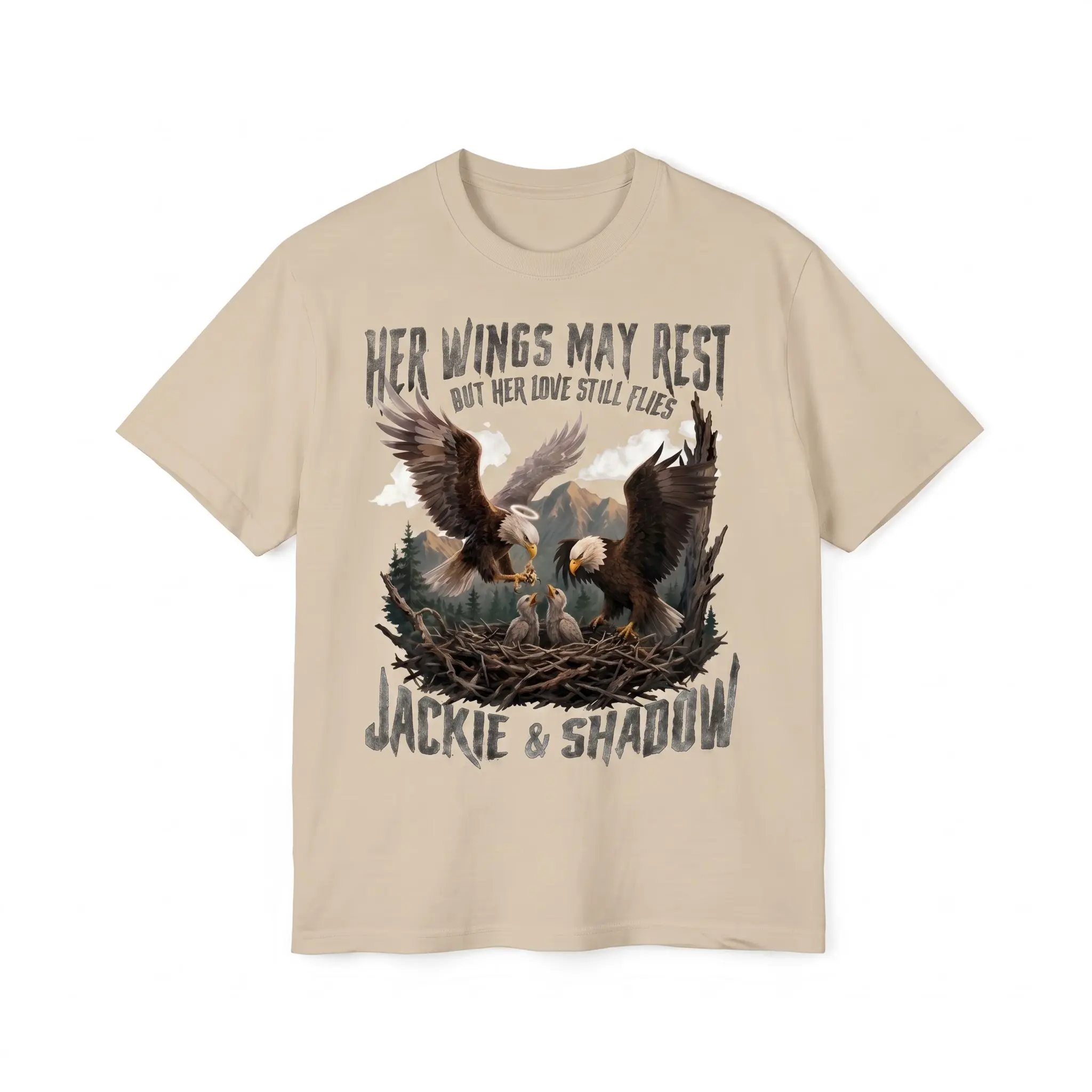 Her Wings May Rest, But Her Love Still Flies T-Shirt, Jackie and Shadow Eagle Shirt, Big Bear Lake California Bald Eagle Tee, Jackie Eagle Couple Gift