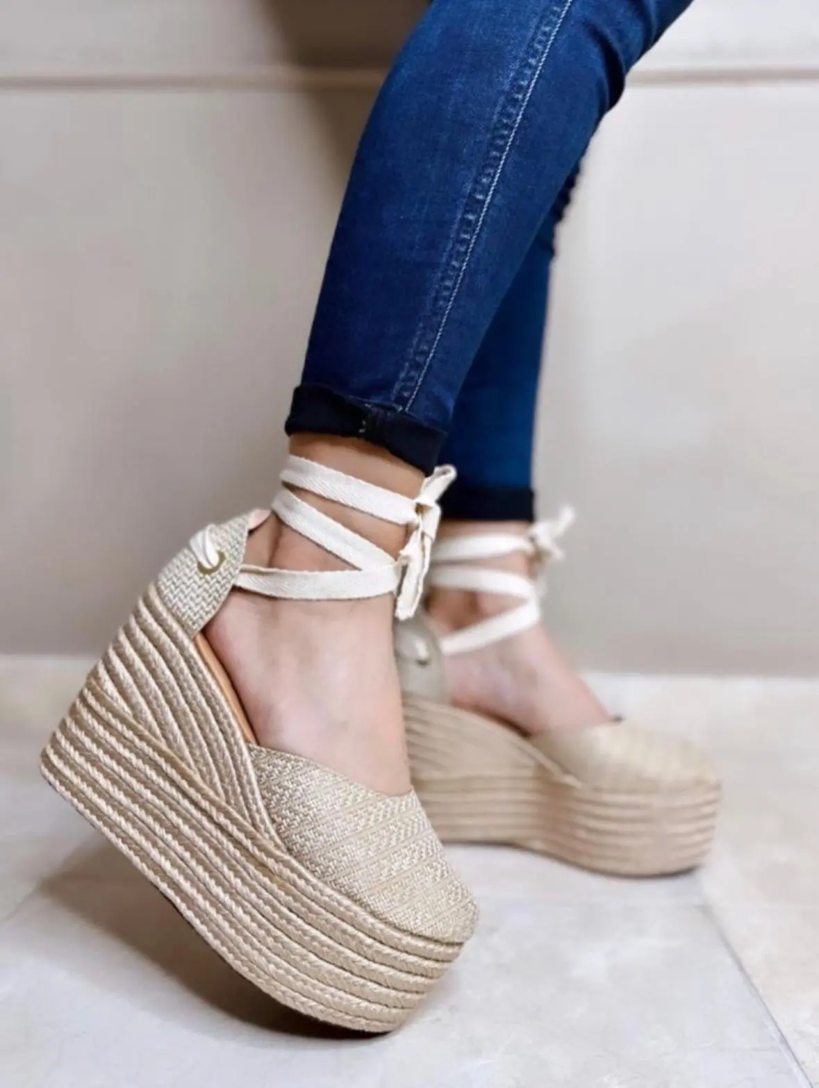 Classy Espadrille Wedge Sandals for Women - Handwoven Colombian High Heels, Comfortable Lightweight Footwear