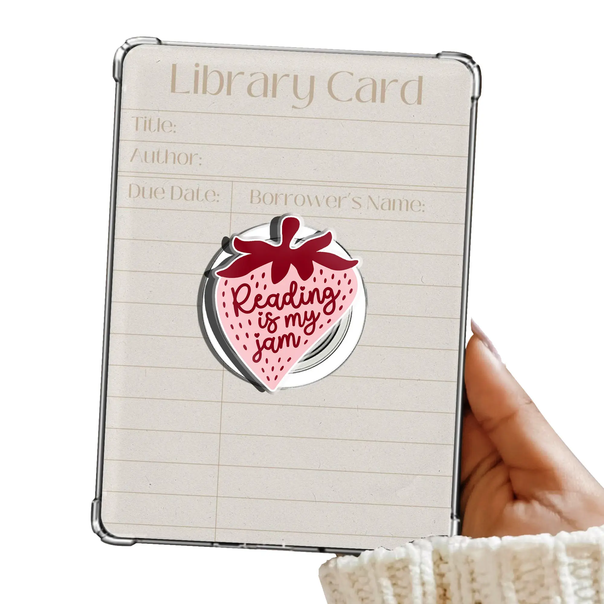 Reading Is My Jam Strawberry Magnetic Pop Socket Kindle Grip Cute Adorable MagSafe Phone Grip Phone Holder Magnetic Pop Socket Phone Kindle Grip Popsocket