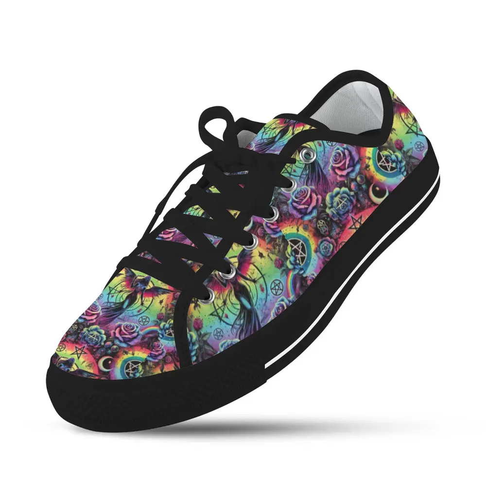 Trippy Trendy Rainbow Witch Pentagram Low Top Women's sneakers