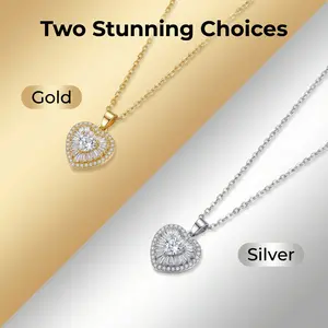 Elegant Heart Necklace, Heart Charm Chain Matching Necklace, Fashion Iced out Jewelry for Girl, Cute Accessories Gift Necklinphalt