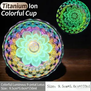 Set of 4 colorful and white luminous 9-petal lotuses