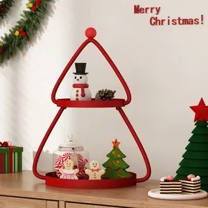 Christmas Tree Side Table Desktop Home Balcony Indoor Living Room Double-Deck Flower Stand Storage