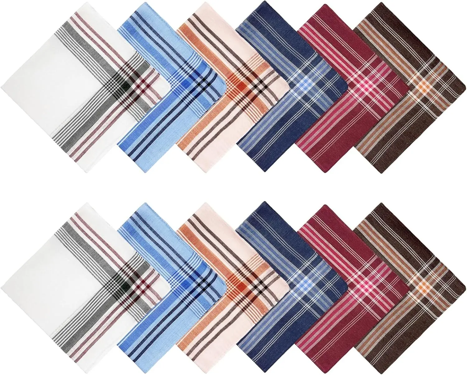 12 Pack Men's Handkerchiefs Classic Handkerchiefs for Men Pocket Square Assorted Mens Hankies Gents Hankerchieves, 6 Colors