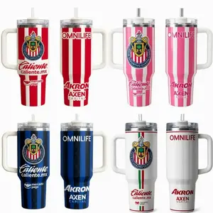 Guadalajara Inspired 40oz Handle Tumbler, Mexico Style Football Travel Mug, Team Color Insulated Drinkware, Stainless Steel Hot Cold Cup Gift