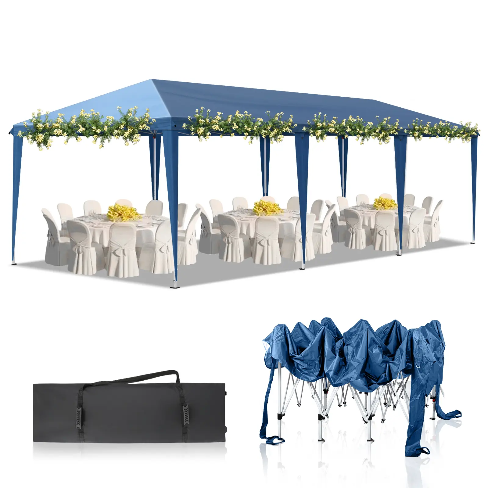 10x20/30ft Outdoor Pop Up Canopy, Portable Instant Canopy Tent for Outdoor Events Party Wedding Birthday Graduation