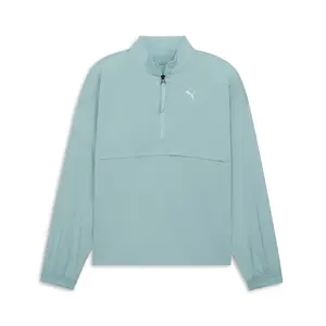 PUMA Womens Strong Woven Quarter Zip Jacket Athletic Outerwear Casual - Green