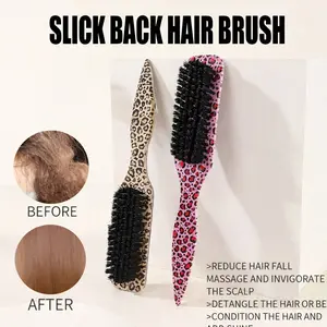 Leopard Print Tail Brush Set, Premium Hair Brush, Soft Boar Bristles, Abs Material, Hair Care and Styling, Home and Salon Use, Back-To-School and Travel Essential