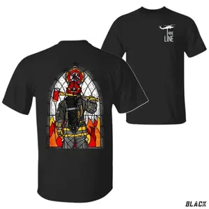 Vintage "Stained Glass" Firefighter Graphic Tee, Retro Hero Appreciation Heritage T-Shirt, Classic Nine Line Inspired First Responders Top, Premium Cotton Gift for Firefighters