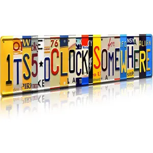 Five O Clock Somewhere Unique Metal Wall Decor for Home, Bar, Diner, Pub, 4 x 16 Inches, Fun Kitchen Decor, Unique Drinking Sign, Funny Bar Signs, Vintage Kitchen Signs