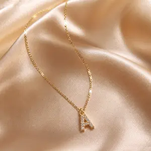 Clavicle necklace-14k gold-plated ”A“Letter pendant, exquisite personalized name necklace, hypoallergenic jewelry for women and girls, birthday &Valentine's Day gifts, Mother's Day gifts, waterproof, sweat-proof, non-fading after exposure