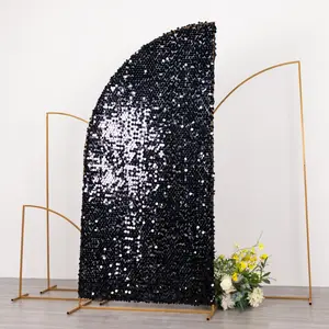 7ft Black Big Payette Sequin Chiara Wedding Arch Cover For Half Moon Backdrop Stand