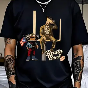 Men's & Women's Benito Bowl Shirt - Puerto Rico Coqui Frog Tee, Comfortable Fitted T-Shirt Suitable for Football Fans, Casual Crew Neck Top, Christmas & New Year Gifts for Fans and Friends