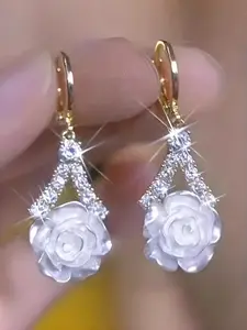 Stylish Camellia Earrings, Elegant Floral Jewelry for Party, Wedding & Daily Wear, Perfect Gift for Christmas, Thanksgiving, Birthdays