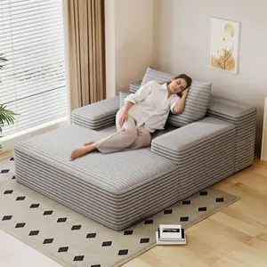 SZLIZCCC Oversized Fluffy Faux Fur Chaise Lounge| 68"x51" Sleeper Couch| Living Room Furniture & Dorm Essentials| Grey Plush Sofa Bed for Reading/Sleeping