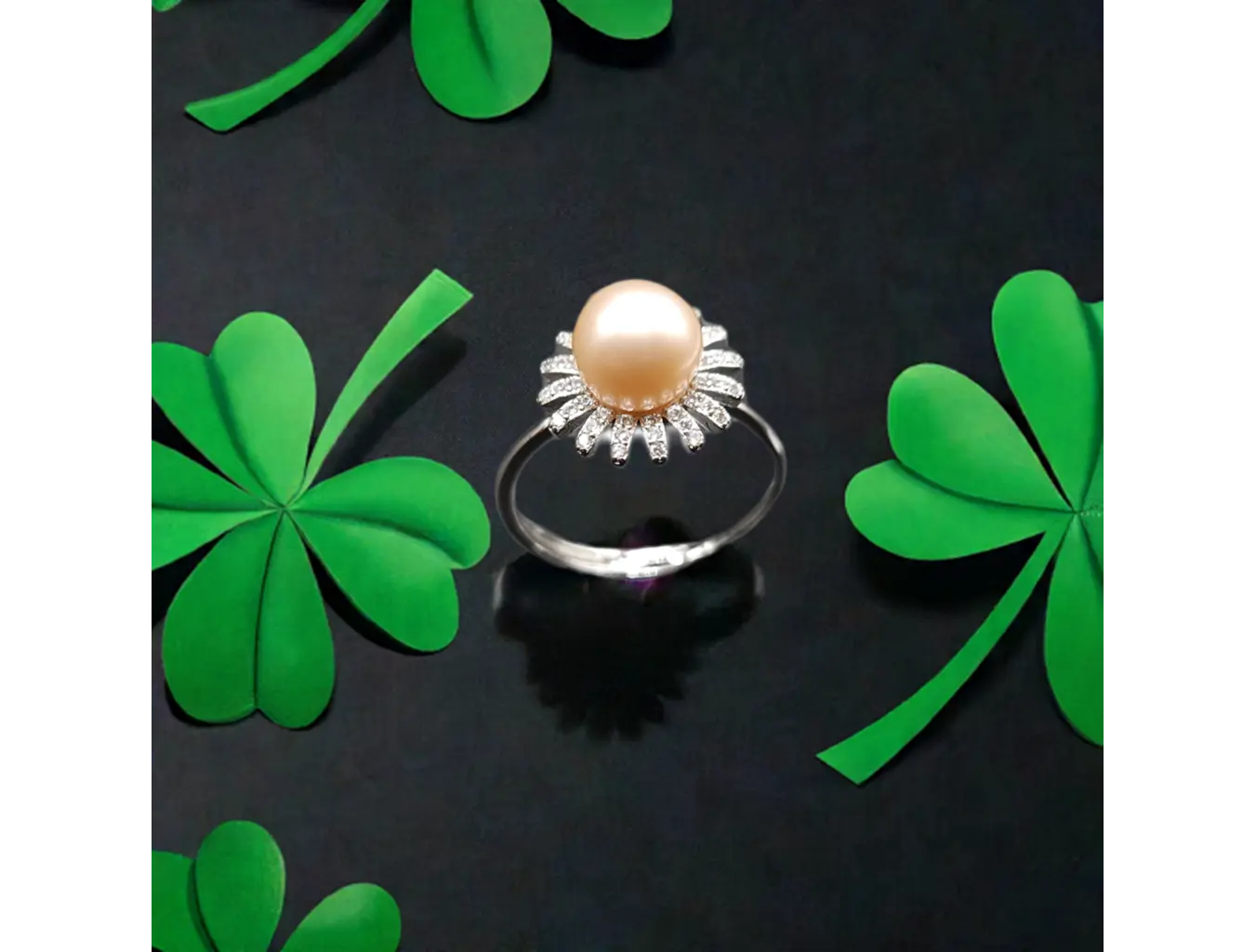 Womens Adjustable 925 Silver Sunflower Pearl Ring with CZ Stones rings designer baroque pearls golden natural