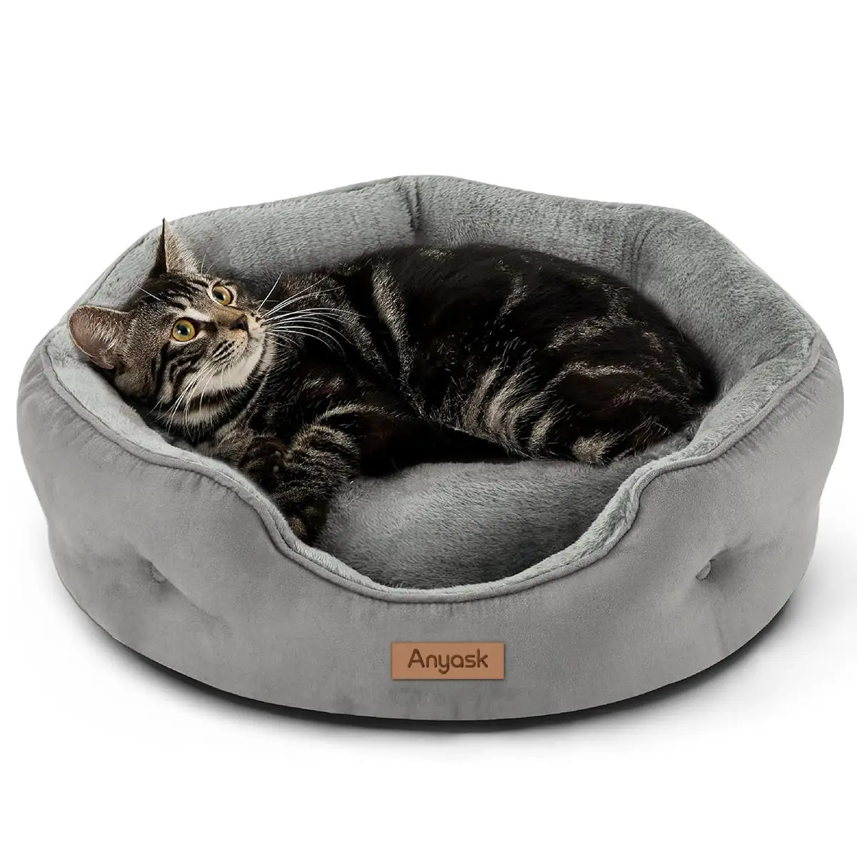 Anyask 35in Dog Bed Cat Sofa, Medium Supportive Foam, Pet Couch Bed with Removable Washable Cover Waterproof Lining and Slip-Resistant Bottom for Pupp