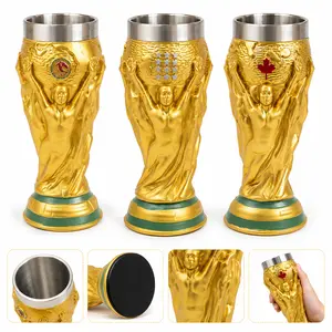 16oz Metal Beverage Beer Mug - Creative Gold Trophy Design, 1 Pcs Home Office Drinking Cup, Fun Adult Birthday Holiday Gift (Party Supplies)