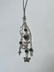 Light and Dark Angel Beaded Keychain, Aesthetic Keyring, Kpop Phone Charm, Colorful Phone Accessory, Stylish and Unique Design