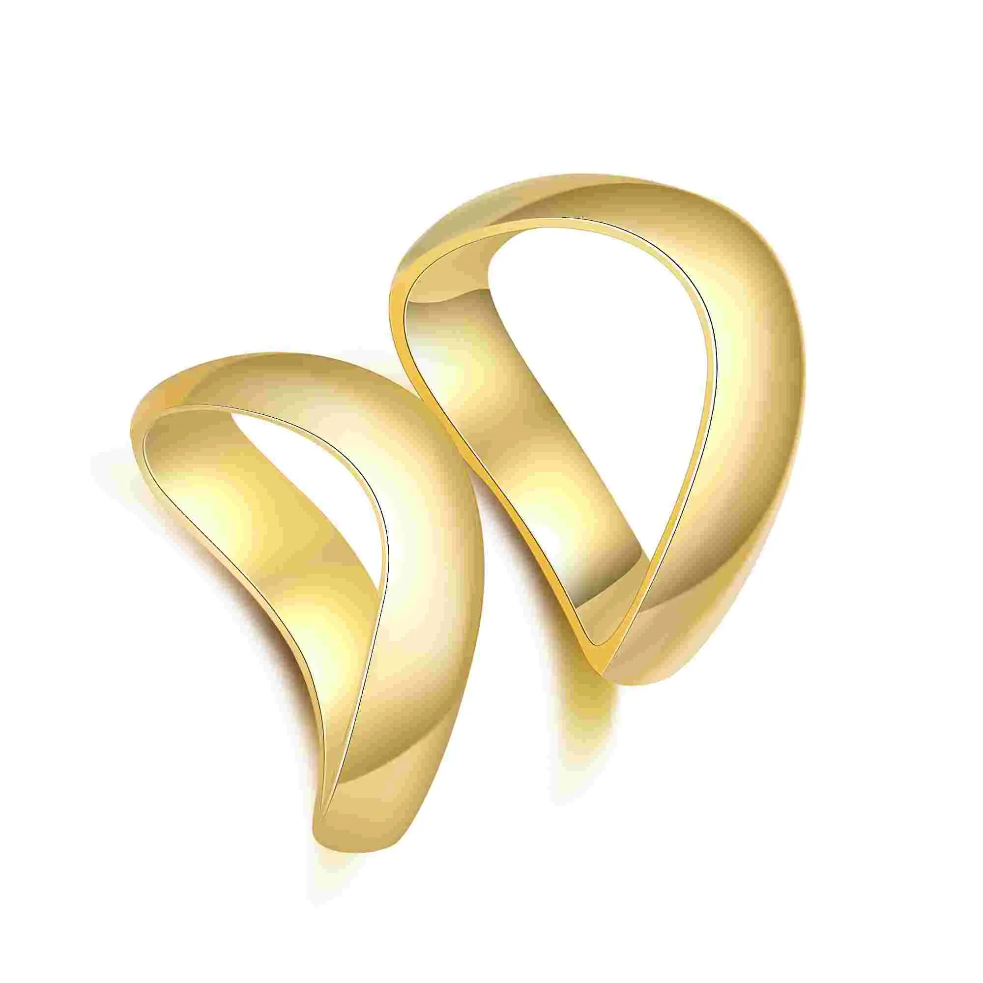 Aprilery Stacking Ring Set for Women, 2-Piece Chunky Twisted Wave Bands, Non-Tarnish Gold Tone Statement Jewelry