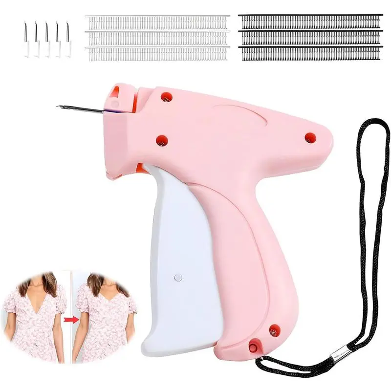 2026 New Stitchy Gun for Clothing,Pocket Mini Fine Stitch Tagging Gun Sewing Kit, Mini Quick Repair Garment Sewing Machine with 5 Needles, 500 Black & 500 White 5mm Mini Fasteners Pink