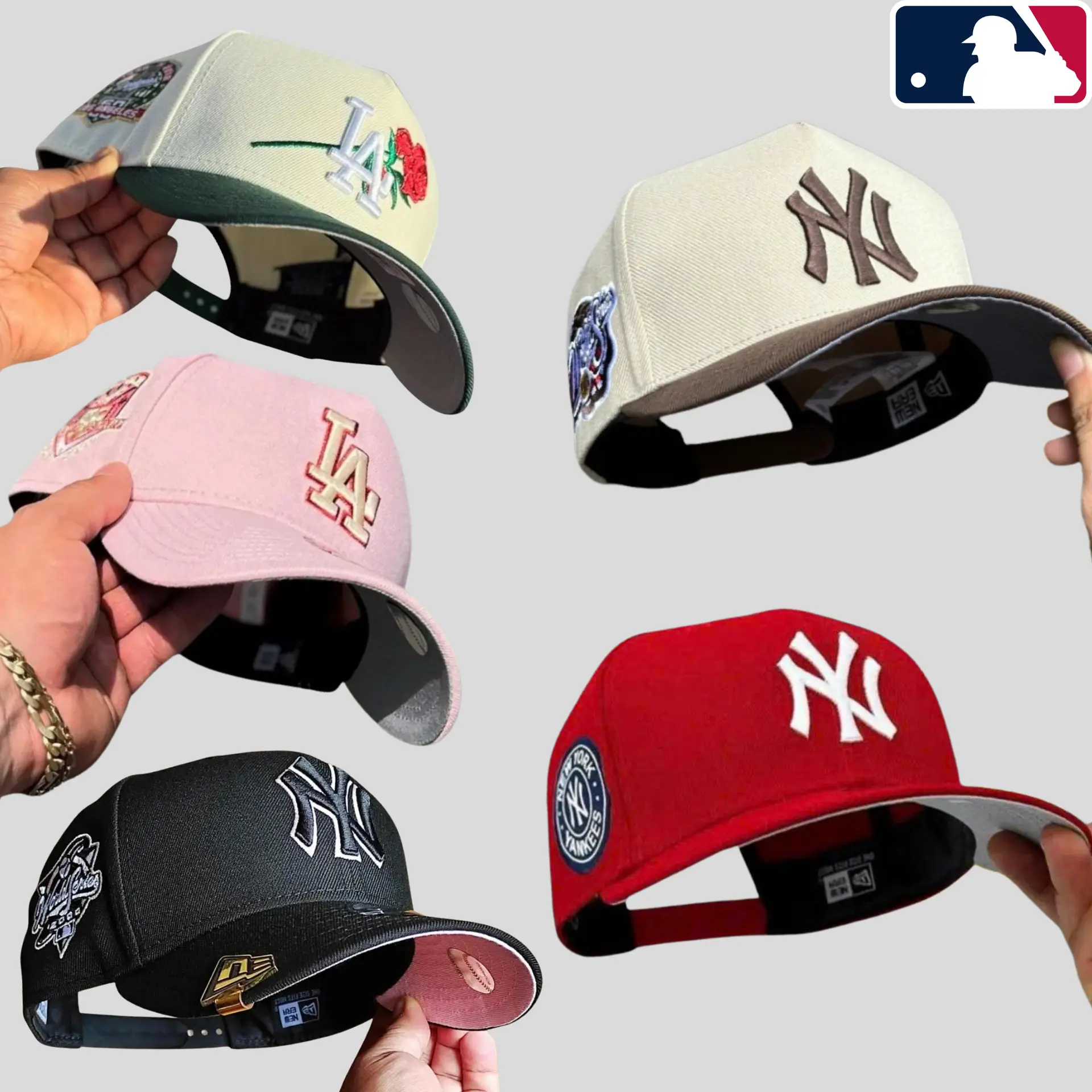 MLB New Era 59FIFTY 9FIFTY LA Dodgers NY Yankees Baseball Cap – Adjustable Snapback Hat, Premium Embroidered Team Patch, Comfortable Everyday Fit, Flat Brim Urban Style, Unisex Hip Hop Streetwear, Trending USA Look 2026