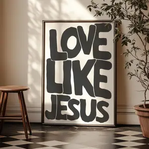 Modern Christian Wall Decor, Jesus Love Poster, Vintage Christian Wall Art, Christian Gift for Living Room Bedroom Decoration