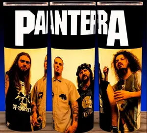Pantera Heavy Metal Music Legends Cup Mug Tumbler Cup 20oz 20oz with Lid - Stainless Steel & Plastic - Elegant Drinkware for Rock Fans Flasks Straw Reusable Glossy