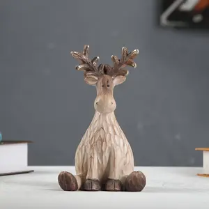 Hand-painted Resin Elk Sculpture - 1pc Creative Home Supplies Gift Ornament - Wedding Couple Decorations, Confession Doll, Living Room Bar Coffee Shop Decoration, Office Desktop Decor fengshui ornament silk  flowers farmhouse kitchen cute decoration  Figu