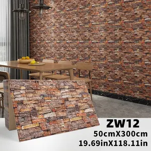 3D Wall Tile Sticker, Brick Pattern Foam Self-Adhesive Waterproof Wall Decal, Easy Peel & Clean, Free-Cut, Suitable for Kitchen Living Room Bathroom Corridor