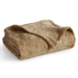 Market & Place Chenille Jacquard Textured Throw Blanket Beige