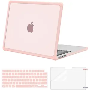 MOSISO Compatible with MacBook Air 13 inch Case M5 2026 M4 2025 M3 M2 2024-2022 A3449 A3240 A3113 A2681,3 in 1 Kit Crack-Resistant Heavy Duty Protective Plastic Hard Case with TPU Bumper, Pink