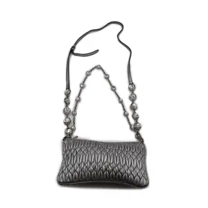 Pre-owned miu miu leather Clutches & Wristlets Matelassé Nappa Crystal Crossbody Bag (4900000151688)