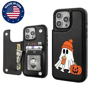 Hipster Ghosts PNG, Cute FallGhost Clipart, Spooky Coffee Aesthetic Design Pattern Casing For iphone 16 15 14 13 12 Plus Pro Max Flaunt Mobile Phone Case TPU Pu Leather Card Holder Drop Protection Shockproof Protector Vintage Fashion Smartphone Cover