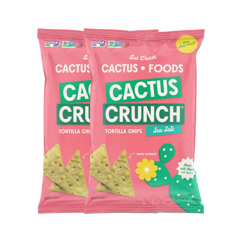 Cactus Crunch Tortilla Chips - Sea Salt Bundle (4 Pack) 5oz. Bags Snack Crunchy