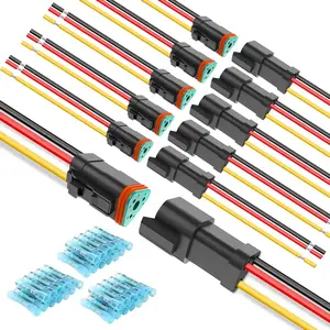 Nilight 3 Pin DT Connectors 16AWG 6 Kits Male and Female Electrical Connector Waterproof Plug and Play w/Heat Shrink Butt Terminals