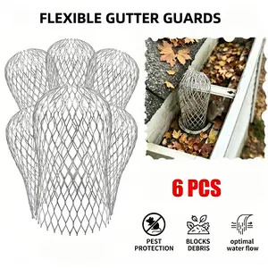 Aluminum Gutter Guard Downspout Strainer, Expandable Anti-Clog Leaf Filter,Isolate fallen leaves and debris to prevent drain clogging