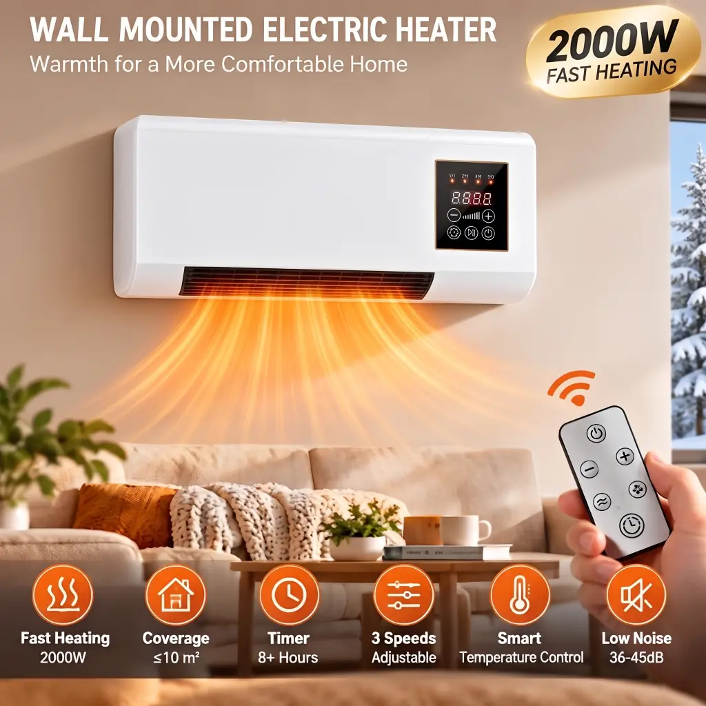2-in-1 Portable Air Conditioner Heater, Cooling & Heating Fan, Wall Mounted AC Unit for Home, RV, Indoor Use