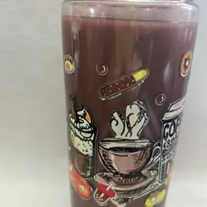 Coffee & Cream Latte Tumbler with Artistic Snack and Drink Symbols Ideal for Coffee Lovers