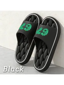1 pair of Christmas tree light 67 holiday pattern printed unisex soft EVA material open-toe slippers, quick-drying and non-slip flip-flops, suitable for bathroom, shower, pool, beach, indoor and outdoor use, a must-have item for spring and summer