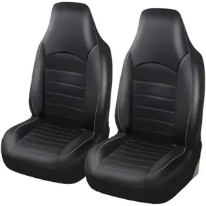 Classic Universal PU Leather  Front Seat Covers High  Bucket Seat Cover - Fit  , , SUVS, or  2 count Gray Trim Auto Seat Covers Set  Seat Protector for All Seasons